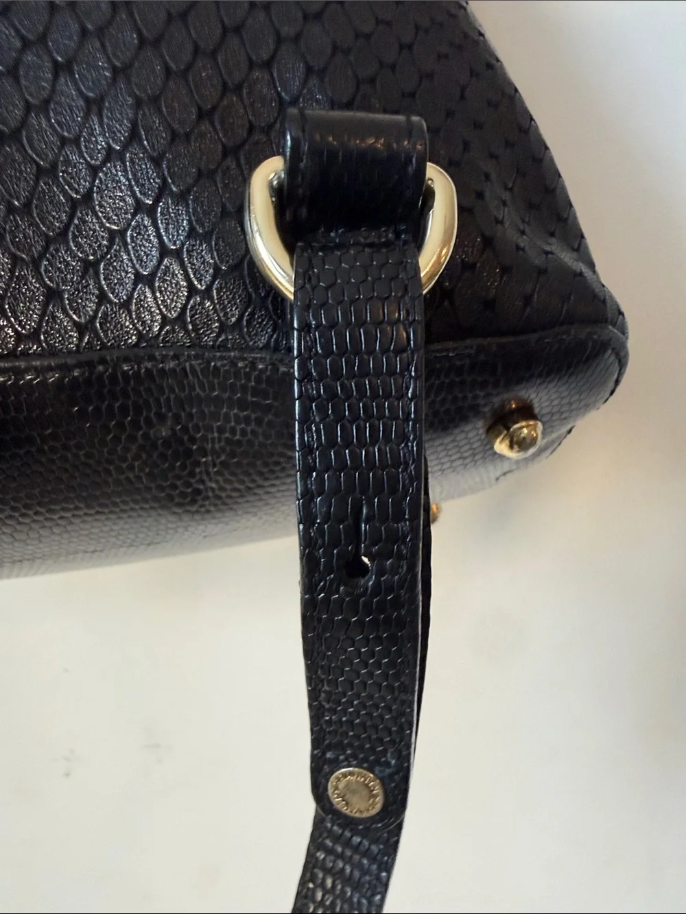 Brahmin Black Textured One Of A Kind Vintage Backpack with Gold Hardware